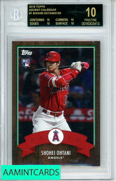 2018 TOPPS ADVENT CALENDAR SHOHEI OHTANI #1 BGS 10 PRISTINE RC 0016303413