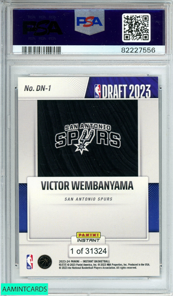 2023 PANINI INSTANT DRAFT NIGHT VICTOR WEMBANYAMA #DN1 SPURS ROOKIE PSA 9 MINT 82227556