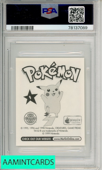 1999 MERLIN POKEMON BLASTOISE #9 PSA 9 MINT 78137089