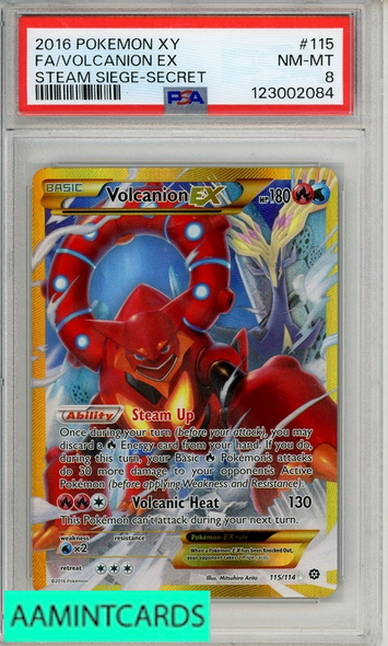 2016 POKEMON XY STEAM SIEGE FA VOLCANION EX #115 STEAM SIEGE-SECRET PSA 8 123002084