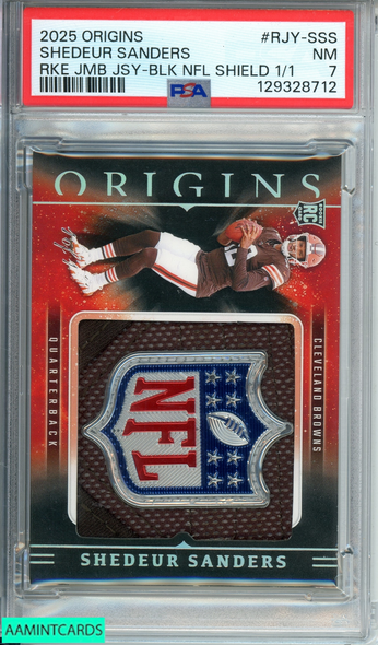 2025 ORIGINS SHEDEUR SANDERS#RJY-SSS RK JMBO JSY-BLACK SHIELD 1 OF 1 RC PSA 7 NM 129328712