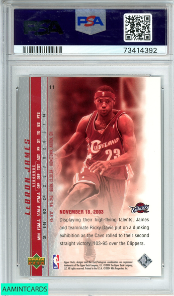 2003 UPPER DECK LEBRON JAMES #11 PHENOMENAL BEGINNING RC PSA 10 GEM MT 73414392