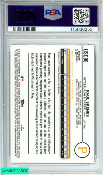 2024 TOPPS CHROME UPDATE PAUL SKENES #USC88 PIRATES ROOKIE PSA 10 GEM MT 115038253