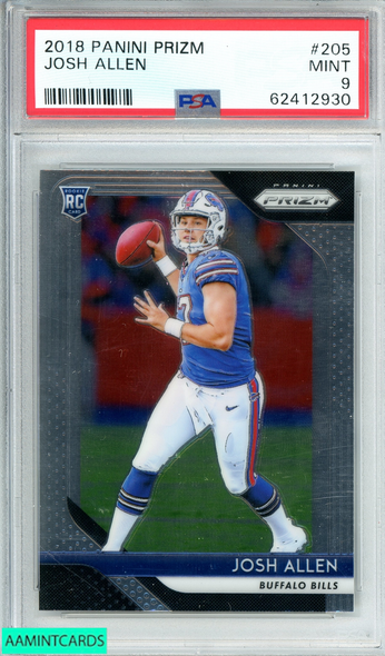 2018 PANINI PRIZM JOSH ALLEN #205 BUFFALO BILLS RC PSA 9 MINT 62412930