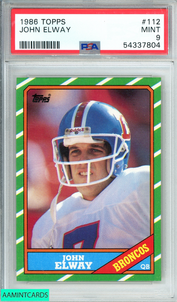 1986 TOPPS JOHN ELWAY #112 DENVER BRONCOS PSA 9 MINT 54337804