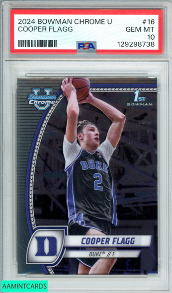 2024 BOWMAN CHROME U COOPER FLAGG #16  DUKE BOWMAN 1ST PSA 10 GEM MT 129298738