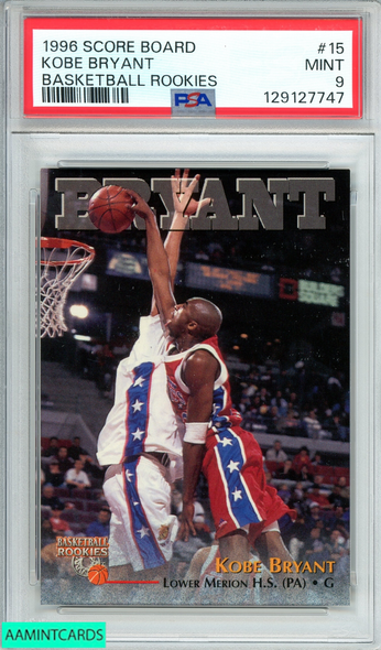 1996 SCORE BOARD KOBE BRYANT #15 BASKETBALL ROOKIES MAMBA PSA 9 MINT 129127747