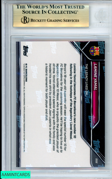 2025 FC BARCELONA TOPPS NOW LAMINE YAMAL#2  ROOKIE BGS 10 PRISTINE 0018639227