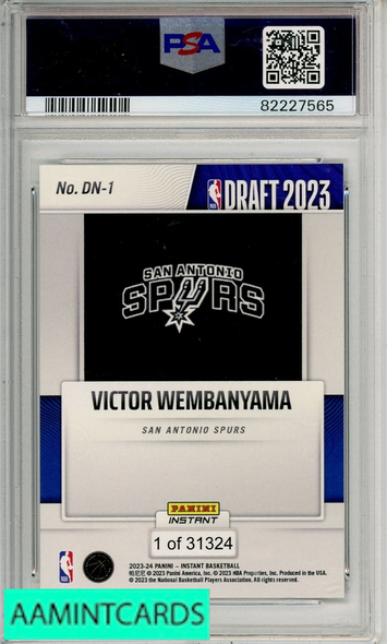 2023 PANINI INSTANT DRAFT NIGHT VICTOR WEMBANYAMA #DN1 PSA 9 RC 82227565