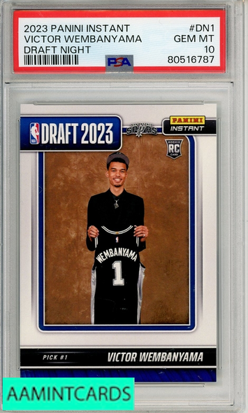 2023 PANINI INSTANT DRAFT NIGHT VICTOR WEMBANYAMA #DN1 PSA 10 RC 80516787