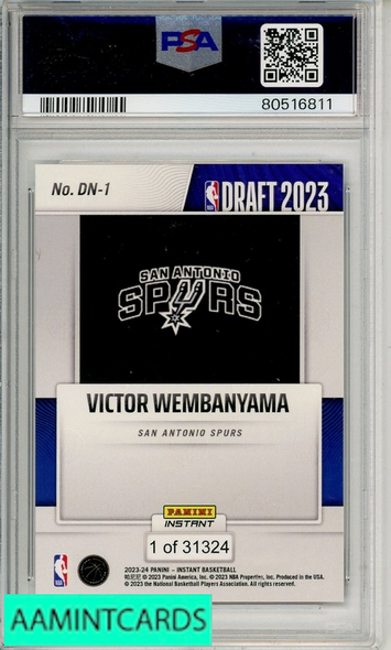 2023 PANINI INSTANT DRAFT NIGHT VICTOR WEMBANYAMA #DN1 PSA 10 RC 80516811