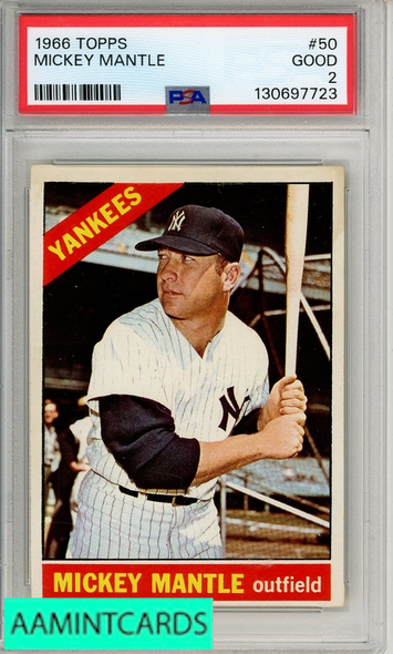 1966 TOPPS MICKEY MANTLE #50 PSA 2 GOOD 130697723