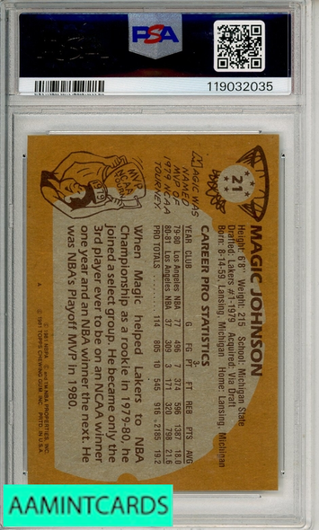 1981 TOPPS MAGIC JOHNSON #21 PSA 8 NM-MT 119032035