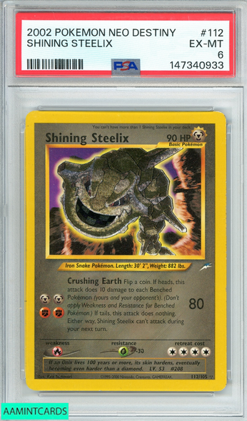 2002 POKEMON NEO DESTINY SHINING STEELIX #112 PSA 6 EX-MT 147340933