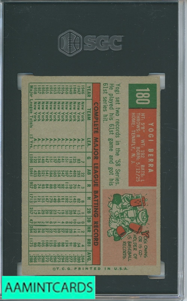 1959 TOPPS YOGI BERRA #180 SGC 5 0125819
