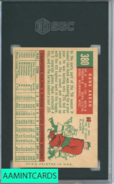 1959 TOPPS HANK AARON #380 SGC 7 8523150