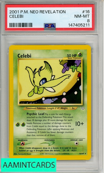 2001 POKEMON NEO REVELATION CELEBI #16 PSA 8 NM-MT 147405211