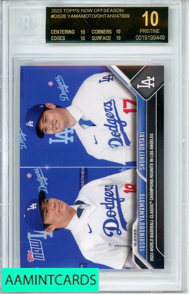 2023 TOPPS NOW OFFSEASON YAMAMOTO OHTANI #OS26 BGS 10 PRISTINE BLACK LABEL 0019199449