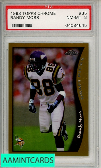 1998 TOPPS CHROME RANDY MOSS #35 PSA 8 NM-MT  RC 04084645