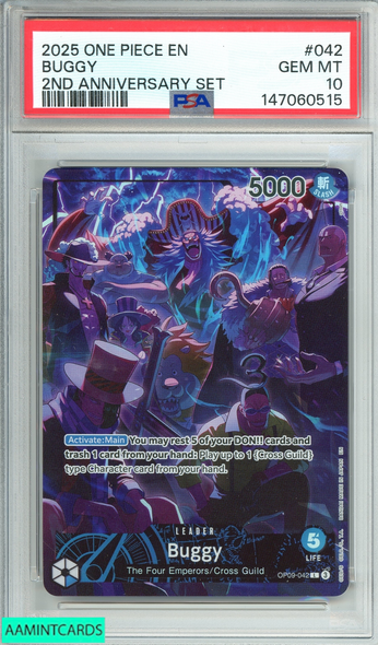 2025 ONE PIECE ENGLISH VERSION 2ND ANNIV SET BUGGY #042 PSA 10 GEM MT 147060515