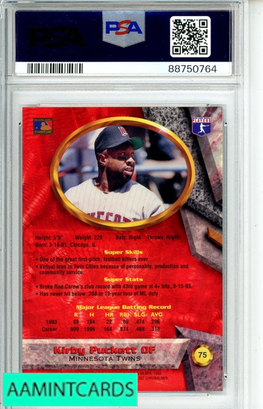 1994 BOWMAN S BEST KIRBY PUCKETT #75 RED REFRACTOR PSA 8 NM-MT 88750764