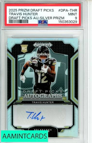 2025 PANINI PRIZM DRAFT PICKS AUTOS TRAVIS HUNTER #DPA-THR SILVER PSA 9 RC 150363029