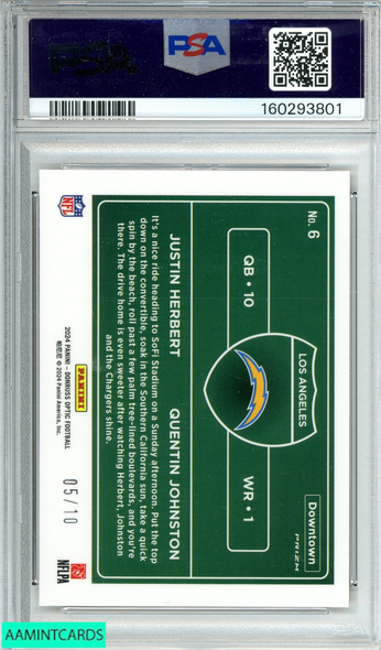 2024 PANINI DONRUSS OPTIC HERBERT JOHNSTON #6 DWNTWN DUOS-GOLD OF 10 PSA 8 NM-MT 160293801
