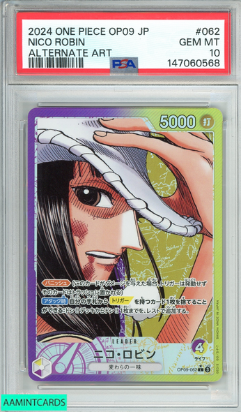 2024 ONE PIECE JP OP09- NICO ROBIN#062 ALT ART PSA 10 GEM MT 147060568