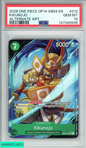 2026 ONE PIECE OP14-EB04-THE AZURE SEA S SEVEN KIKUNOJO #012 ALT ART PSA 10 GEM MT 147340936