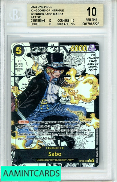 2023 ONE PIECE KINGDOMS INTRIGUE SABO MANGA #OP04083 ART SR BGS 10 PRISTINE 0017913228