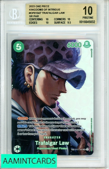 2023 ONE PIECE KINGDOMS INTRIGUE TRAFALGAR LAW #OP01047 SR PAR BGS 10 PRISTINE 0016645832
