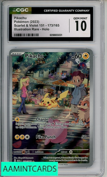 2023 POKEMON SCARLET   VIOLET 151 PIKACHU #173 ILLUSTRATION RARE HOLO CGC 10 6098655031