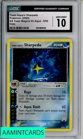 2004 POKEMON EX TEAM MAGMA VS AQUA SHARPEDO #5 HOLO CGC 10 GEM MINT 4161969006