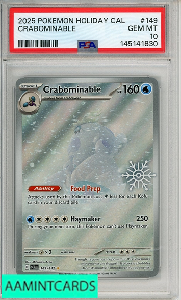 2025 POKEMON HOLIDAY CALENDAR CRABOMINABLE #149 PSA 10 GEM MT 145141830