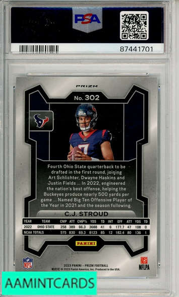 2023 PANINI PRIZM CJ STROUD #302 VARIATION PSA 10 GEM MT RC 87441701