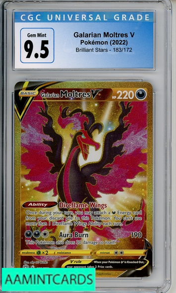 2022 POKEMON  BRILLIANT STARS GALARIAN MOLTRES V CGC 9.5 GEM MINT 4243019217