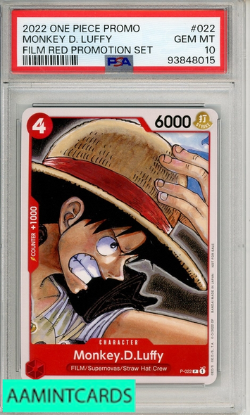 2022 ONE PIECE PROMOS MONKEY D LUFFY #022 FILM RED PROMOTION SET PSA 10 GEM MT 93848015