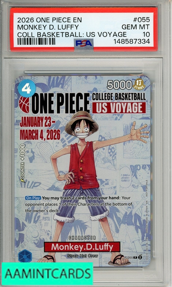 2026 ONE PIECE PROMOS MONKEY D  LUFFY #055 COLL BASKETBALL: US VOYAGE PSA 10 148587334