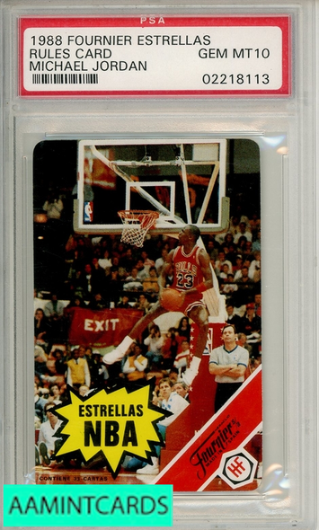 1988 FOURNIER ESTRELLAS MICHAEL JORDAN RULES CARD PSA 10 GEM MT 02218113