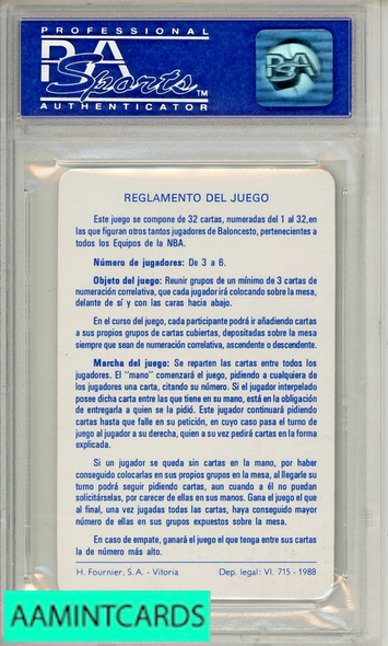1988 FOURNIER ESTRELLAS MICHAEL JORDAN RULES CARD PSA 10 GEM MT 02218113