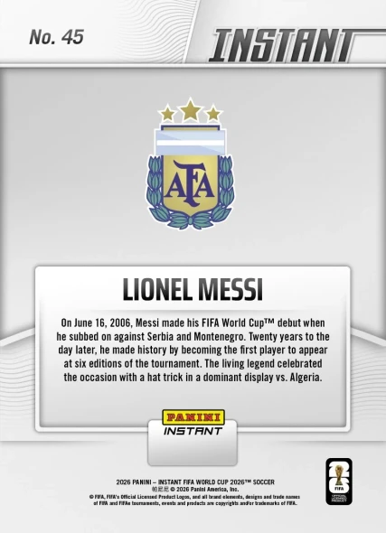 2026 Panini Instant FIFA World Cup Lionel Messi #45