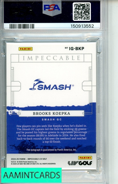 2024 PANINI IMPECCABLE LIV IMPECCABLE GREENS SIGS BROOKS KOEPKA #IGBKP PSA 9 MINT 150913552