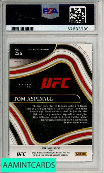 2022 PANINI SELECT UFC TOM ASPINALL #226 TIE-DYE PRIZM PSA 10 GEM MT 67633939