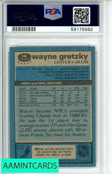 1981 TOPPS WAYNE GRETZKY #16 PSA 8 NM-MT 59175582