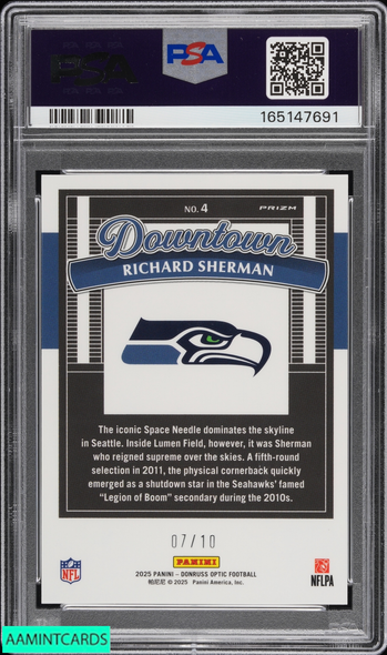 2025 PANINI DONRUSS OPTIC DOWNTOWN LEGEND RICHARD SHERMAN #4 GOLD 7 OF 10 PSA 10 165147691