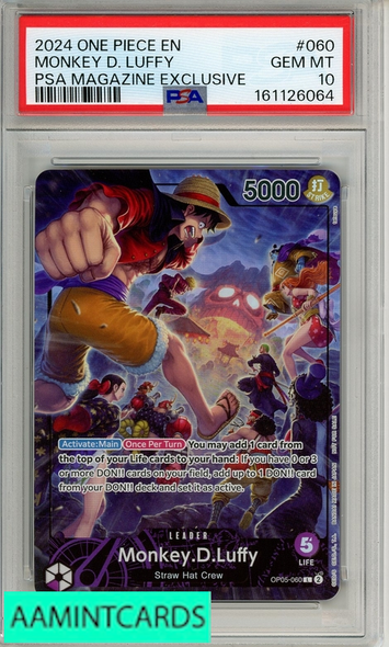 2024 ONE PIECE PROMOS MONKEY D  LUFFY #060 PSA MAGAZINE EXCLUSIVE PSA 10 GEM MT 161126064