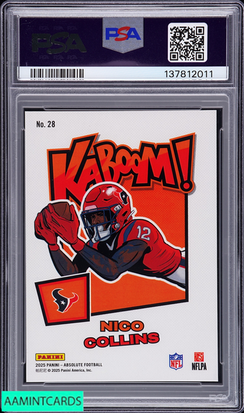 2025 PANINI ABSOLUTE KABOOM! HORIZONTAL NICO COLLINS #28 GOLD 2 OF 10 PSA 9 137812011