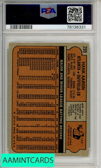 1972 TOPPS HANK AARON #299 PSA 7 NM 78136331