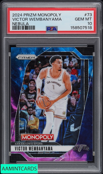 2024 PANINI PRIZM MONOPOLY VICTOR WEMBANYAMA #73 NEBULA SPURS PSA 10 GEM MT 158507518