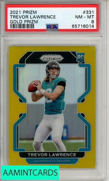 2021 PANINI PRIZM TREVOR LAWRENCE #331 GOLD PRIZM PSA 8 NM-MT RC 65716014